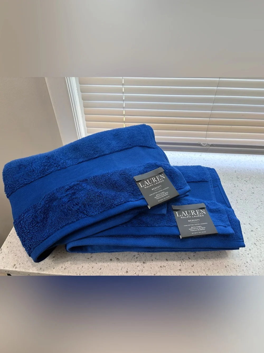 NEW Lauren Ralph Lauren Deep Blue Bath Towels - Set of 2